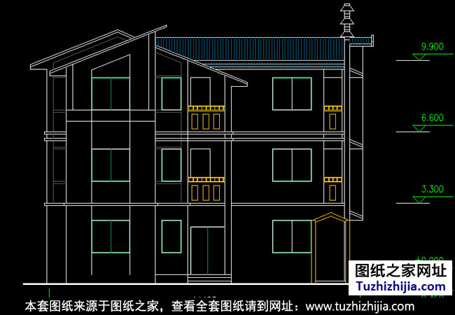 三层徽派别墅建筑施工图