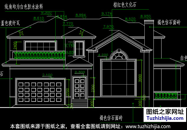 二层欧式小别墅建筑施工图
