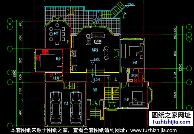 带地下室二层别墅设计平面图