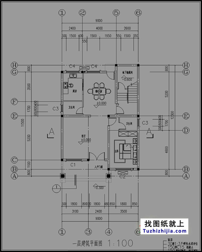 农村四层复式房屋设计图纸, 占地105平方米
