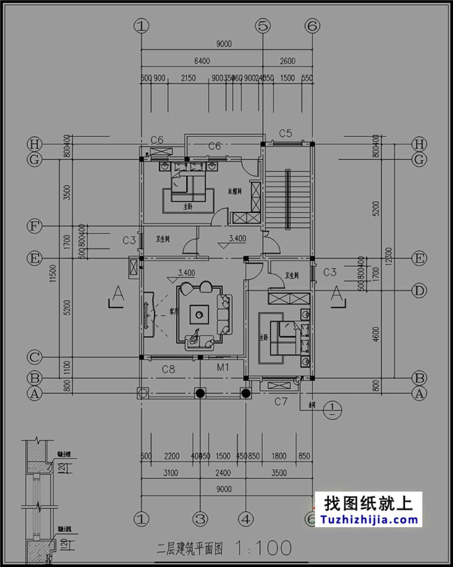 农村四层复式房屋设计图纸, 占地105平方米