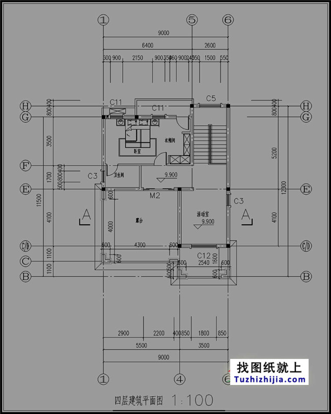农村四层复式房屋设计图纸, 占地105平方米