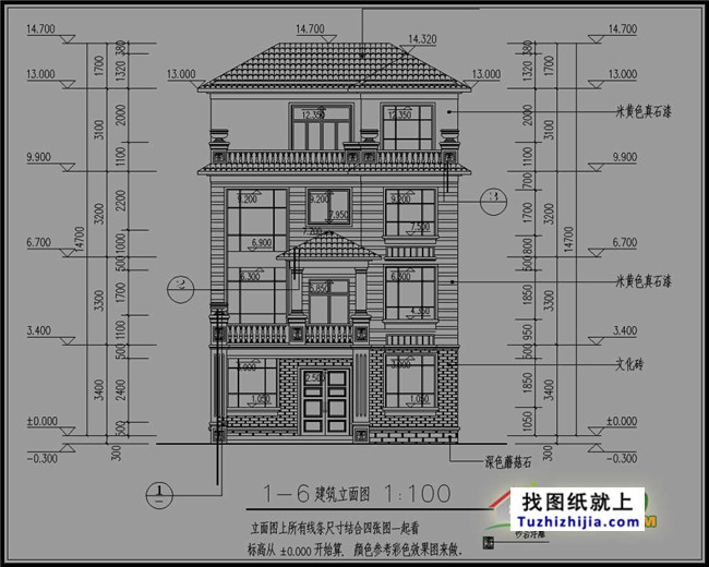 农村四层复式房屋设计图纸, 占地105平方米