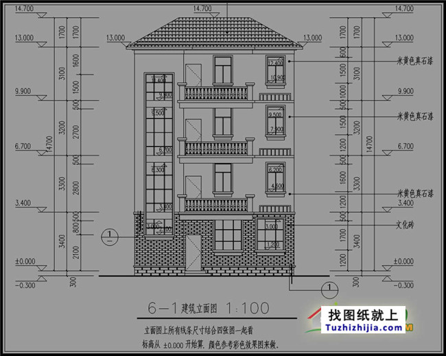农村四层复式房屋设计图纸, 占地105平方米