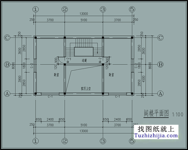104平方米农村一层房屋CAD设计施工图,13X8米