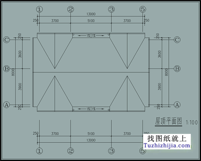 104平方米农村一层房屋CAD设计施工图,13X8米
