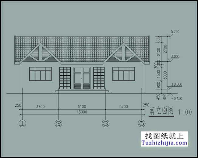 104平方米农村一层房屋CAD设计施工图,13X8米