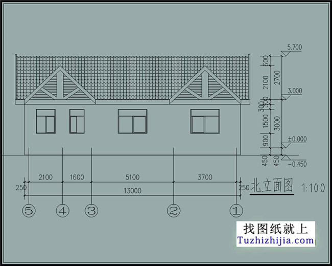 104平方米农村一层房屋CAD设计施工图,13X8米