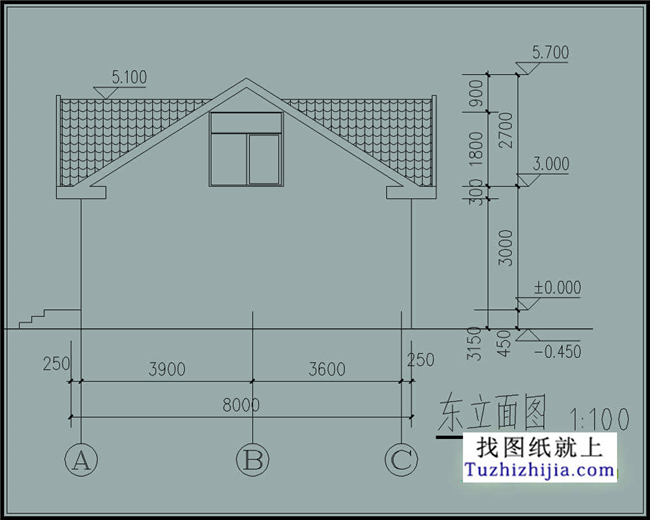 104平方米农村一层房屋CAD设计施工图,13X8米
