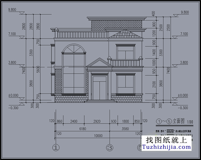 96平方米新农村住宅二层小别墅设计CAD图纸及效果图,10x10米