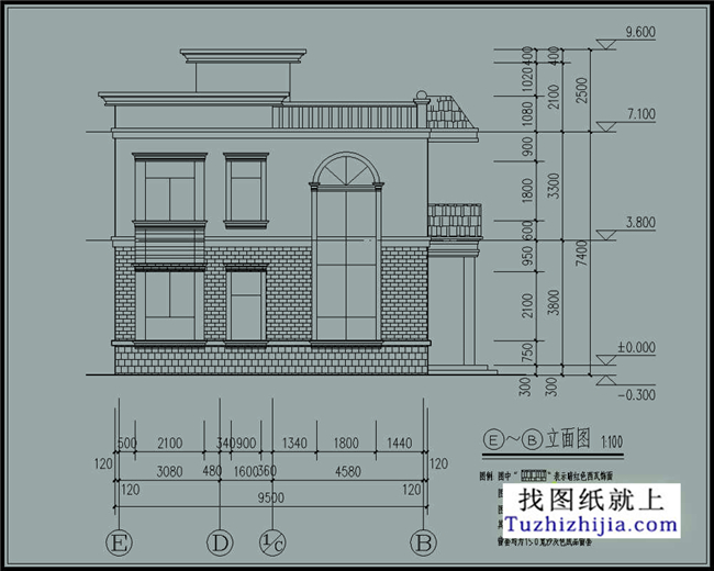 100平方米新农村住宅二层小别墅设计CAD图纸及效果图,10x10米