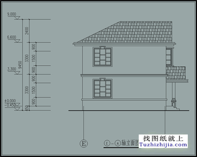 100平方米农村二层CAD设计图纸带外观图,12X8米