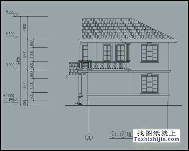 100平方米农村二层CAD设计图纸带外观图,12X8米