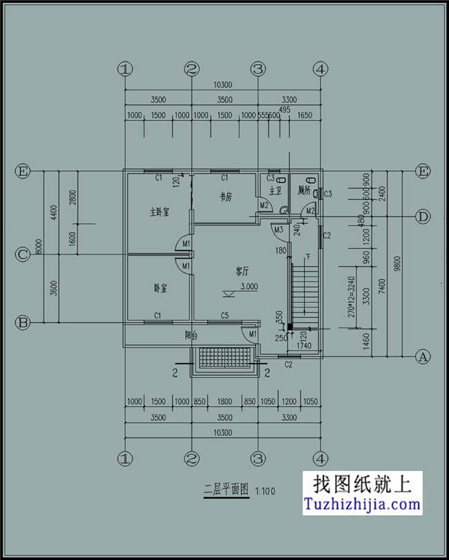 100平方米自建房二层设计图纸及效果图,10x10米