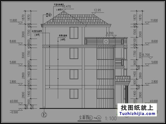 120平方米别墅四层别墅设计图,含全套施工图燕山美林农村图片