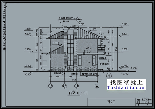 90平方米新农村二层自建房屋设计施工图纸带外观效果图109米