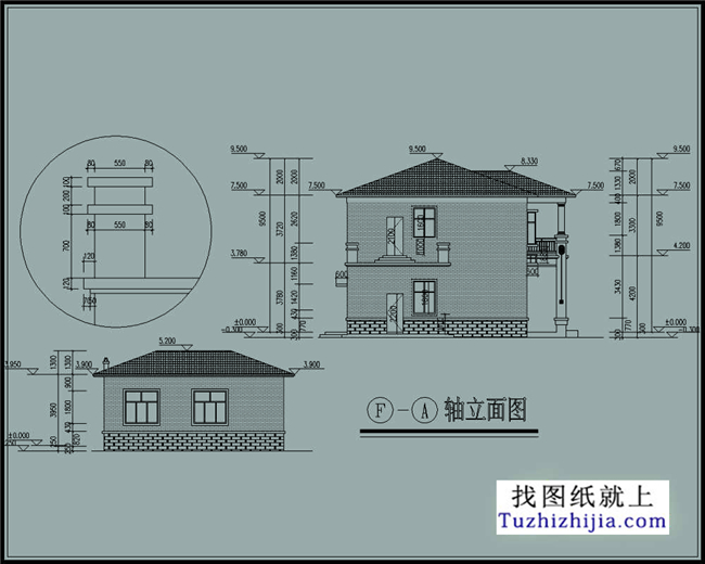 126平方米清新实用型新农村二层小别墅设计图纸带效果图,13x10米