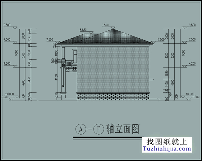 126平方米清新实用型新农村二层小别墅设计图纸带效果图,13x10米