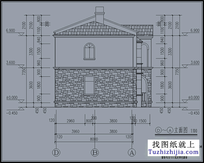 115平方米欧式经典二层小别墅CAD设计图纸带外观效果图13米*8.36米