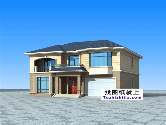 210平方米新农村带大车库二层房屋设计图纸及效果图,17X13米