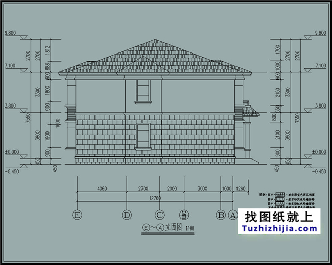 210平方米新农村带大车库二层房屋设计图纸及效果图,17X13米