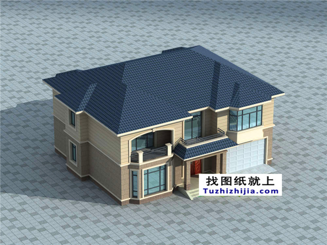 210平方米新农村带大车库二层房屋设计图纸及效果图,17X13米