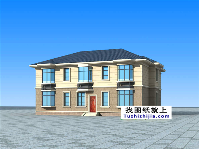 210平方米新农村带大车库二层房屋设计图纸及效果图,17X13米