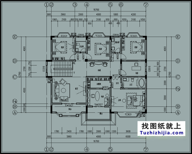 210平方米新农村带大车库二层房屋设计图纸及效果图,17x13米