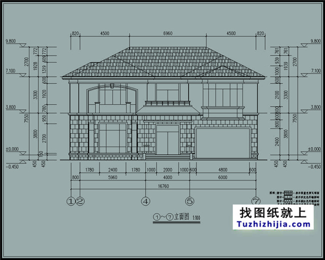210平方米新农村带大车库二层房屋设计图纸及效果图,17X13米