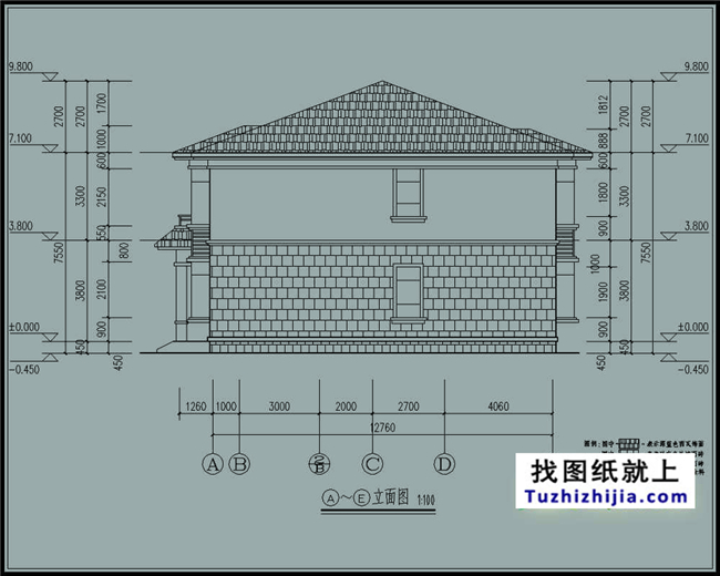 210平方米新农村带大车库二层房屋设计图纸及效果图,17X13米