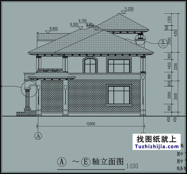 260平方米仿欧式二层别墅设计图纸及效果图,22X12米