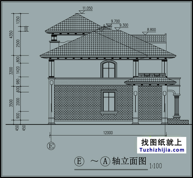 260平方米仿欧式二层别墅设计图纸及效果图,22X12米