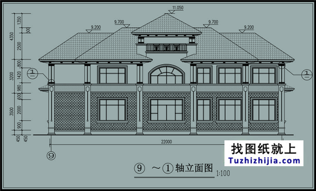 260平方米仿欧式二层别墅设计图纸及效果图,22X12米