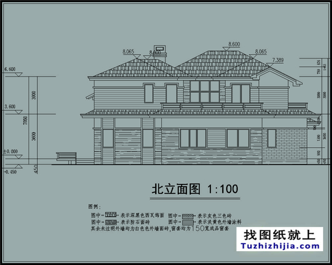 173平方米豪华型二层别墅设计图纸及效果图大全,15X13米