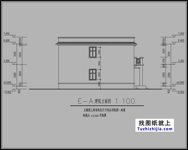 164平方米河南二层平屋顶房屋设计图纸带外观效果图,17x11米