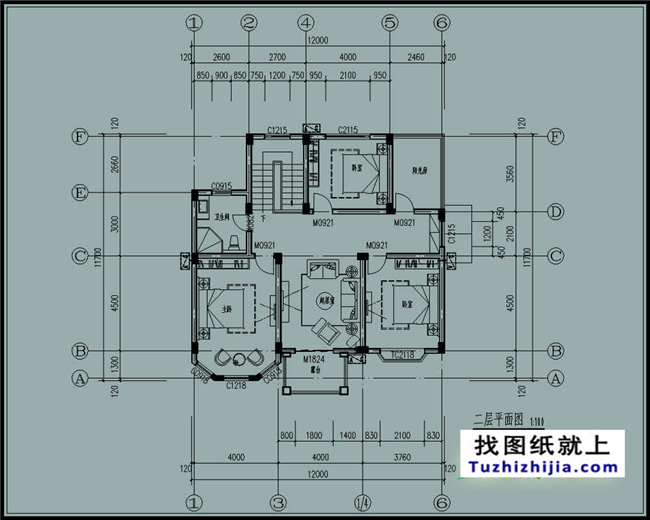 130平方米欧式实用农村二层楼别墅图纸带外观图12x13米