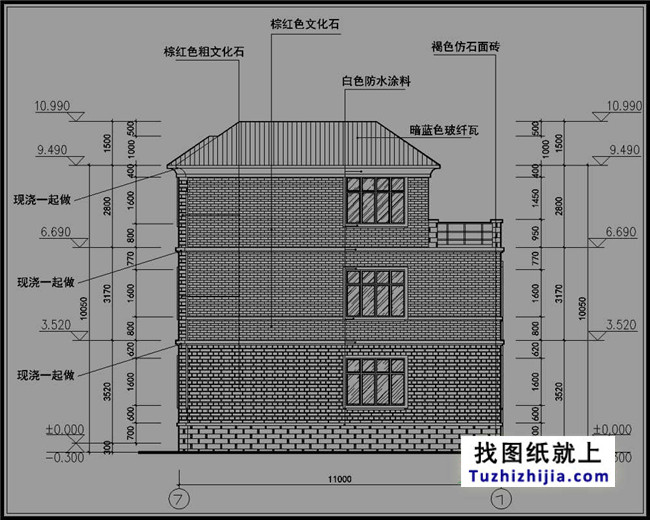 新农村二层半房屋设计图纸及效果图