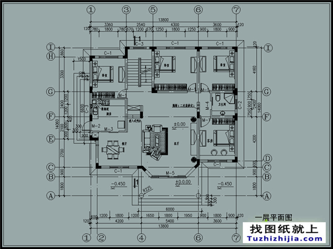 160平方米农村二层别墅设计效果图带CAD建筑图,14x14米