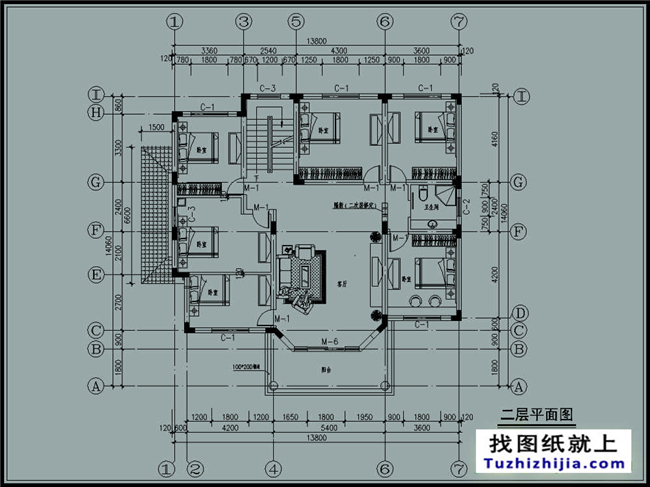 160平方米农村二层别墅设计效果图带CAD建筑图,14x14米