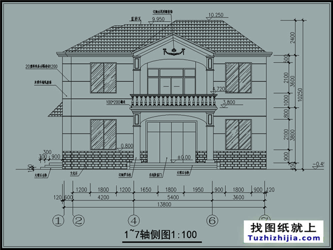 160平方米农村二层别墅设计效果图带CAD建筑图,14x14米