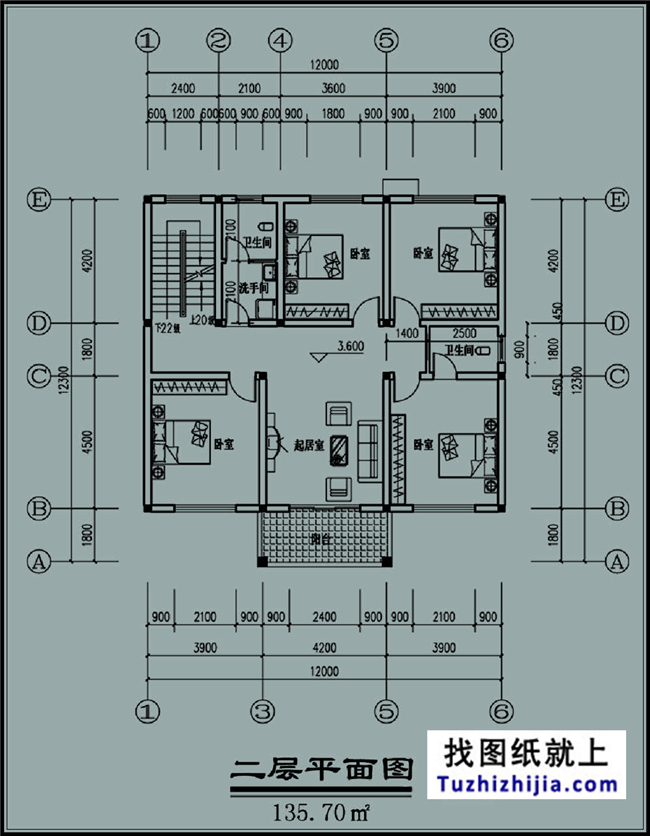 140平方米两层房设计建筑施工图纸带外观图,1212米