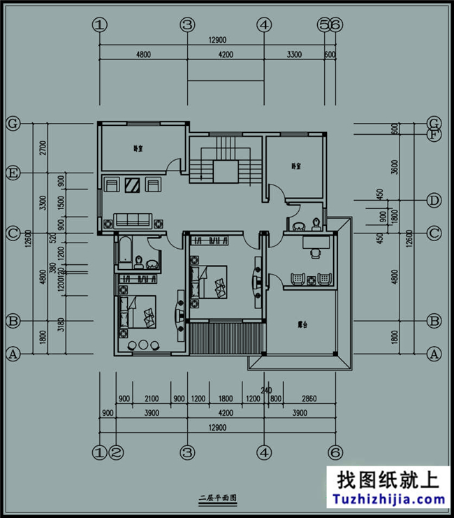 130平方米农村两层楼房施工设计图纸带外观图,13x13米