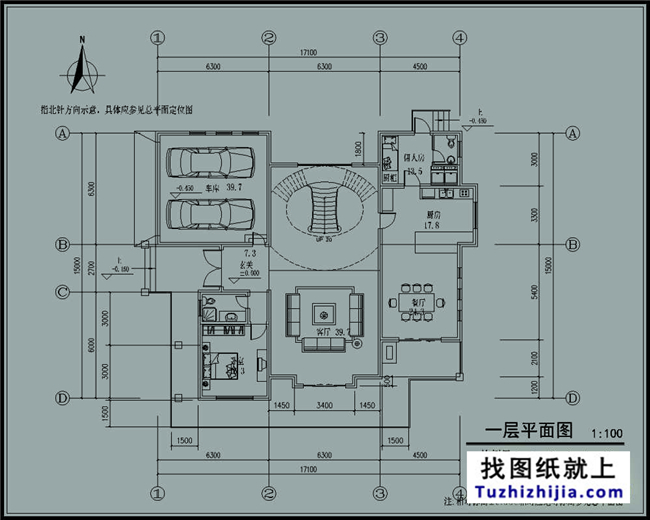 250平方米乡村田园二层农村别墅设计图纸,17x15米