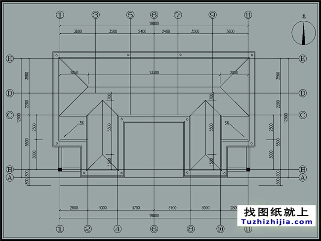235平方米三层双拼别墅CAD设计图纸,19x12米