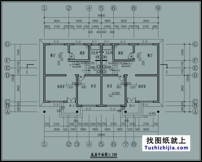 168平方米新农村双拼楼房设计建筑图纸带外观图,17x10米