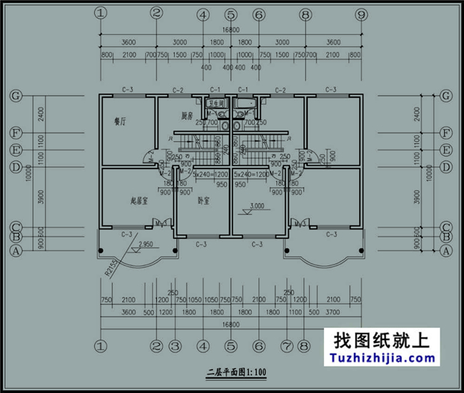 168平方米新农村双拼楼房设计建筑图纸带外观图,17x10米