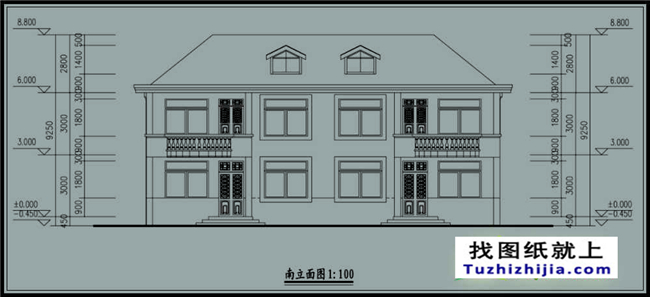 168平方米新农村双拼楼房设计建筑图纸带外观图,17x10米