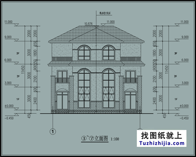 175平方米欧式三层双拼别墅设计施工图纸及效果图,12x13米
