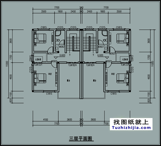 170平方米农村双拼房屋建筑施工设计图纸,16x11米