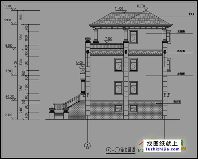 100平方米自建三层半别墅设计图纸